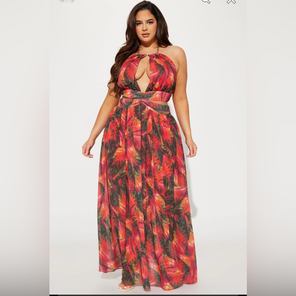 Hot In The Tropics Maxi Dress - Red/combo